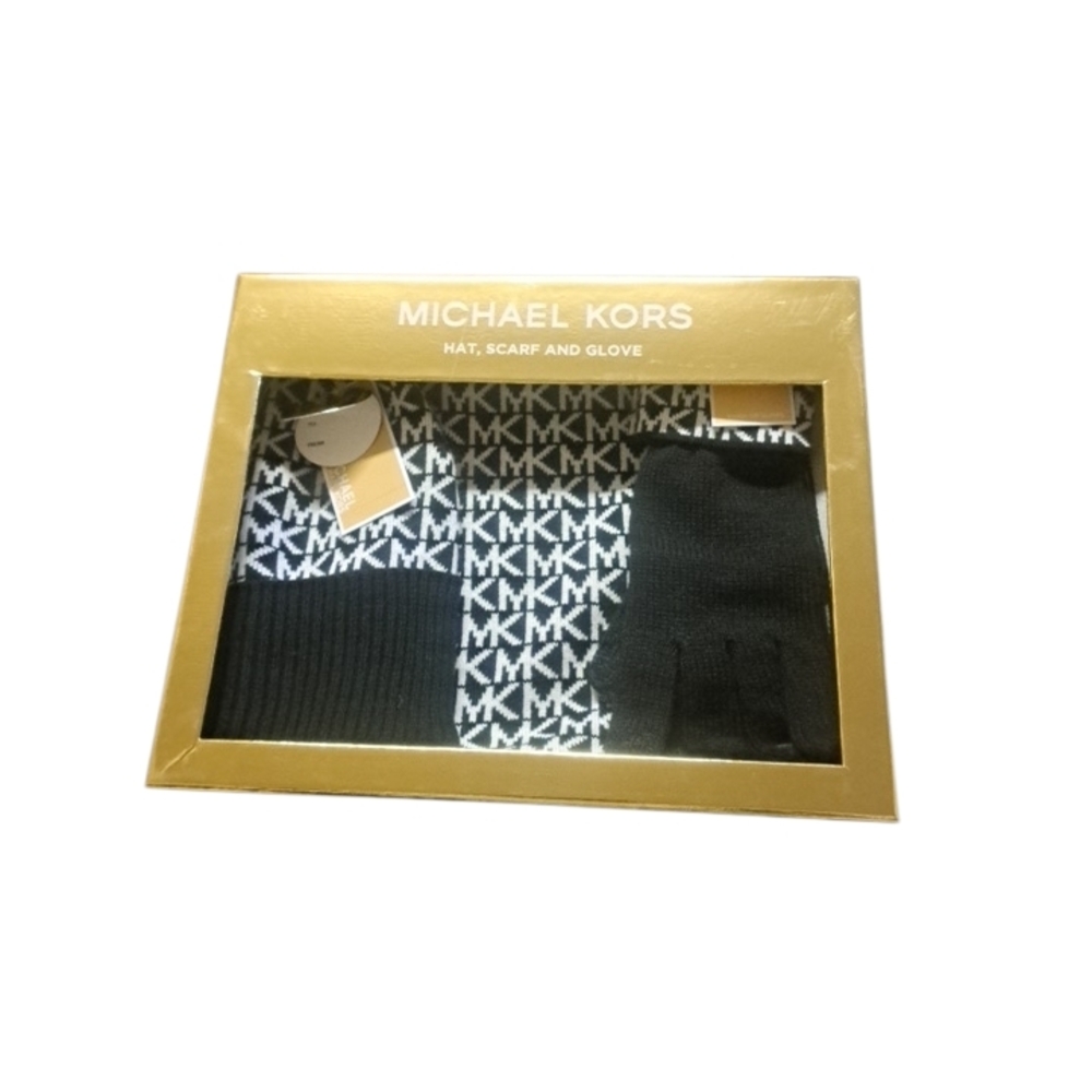 Michael Kors Signature MK Logo Pattern Glove, Scarf, And Hat Gift Set